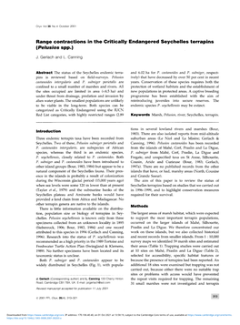 Range Contractions in the Critically Endangered Seychelles Terrapins [Pelusios Spp.)