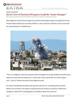 Syria's Use of Chemical Weapons Could Be