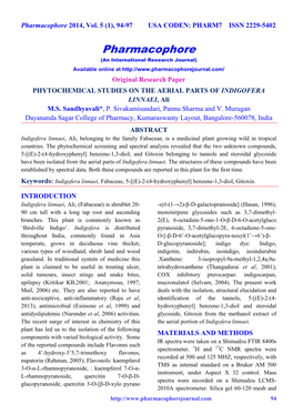 PHYTOCHEMICAL STUDIES on the AERIAL PARTS of INDIGOFERA LINNAEI, Ali M.S