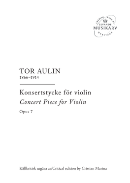 TOR AULIN Konsertstycke För Violin Concert Piece for Violin