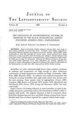 The Lepidopterists' Society