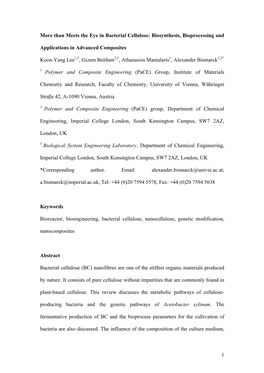 1 More Than Meets the Eye in Bacterial Cellulose