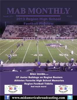 MAB MONTHLY August 2013 FREE 2013 Region High School Football Preview