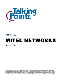 MITEL NETWORKS November 2011