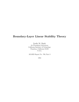 Boundary-Layer Linear Stability Theory