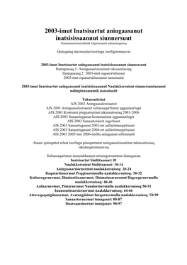 2003-Imut Inatsisartut Aningaasanut Inatsisissaannut Siunnersuut Namminersornerullutik Oqartussanit Suliarineqartoq