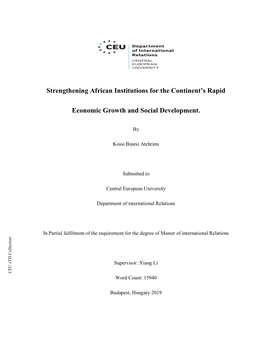 Strengthening African Institutions for the Continent's Rapid Economic Growth and Social Development