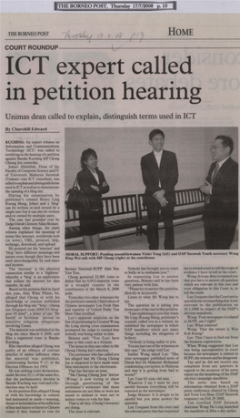 COURT ROUNDUP ICT Expert Called Inis Petitionid Hearing9 Unimas Dean Called to Explain, Distinguish Terms Used in ICT