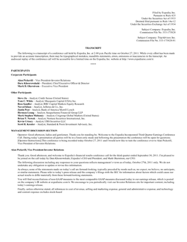 Filed by Expedia, Inc. Pursuant to Rule 425 Under the Securities Act of 1933 Deemed Filed Pursuant to Rule 14A-12 Under the Securities Exchange Act of 1934