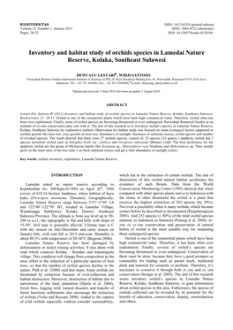 Inventory and Habitat Study of Orchids Species in Lamedai Nature Reserve, Kolaka, Southeast Sulawesi