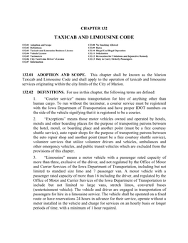 Taxicab and Limousine Code