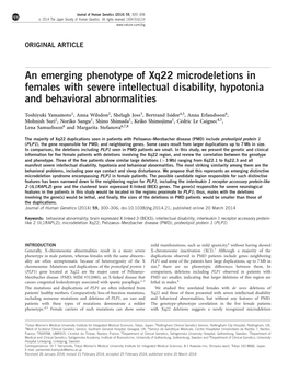 An Emerging Phenotype of Xq22 Microdeletions in Females with Severe Intellectual Disability, Hypotonia and Behavioral Abnormalities