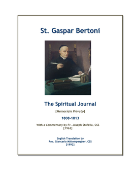 St. Gaspar Bertoni: the Spiritual Journal 15