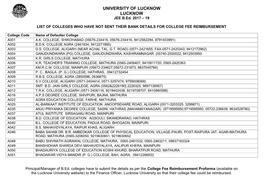 UNIVERSITY of LUCKNOW LUCKNOW JEE B.Ed