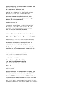 Project Gutenberg Etext the Albert N'yanza, by Sir Samuel W. Baker by Sir Samuel White Baker #8 in Our Series by Sir Samuel White Baker