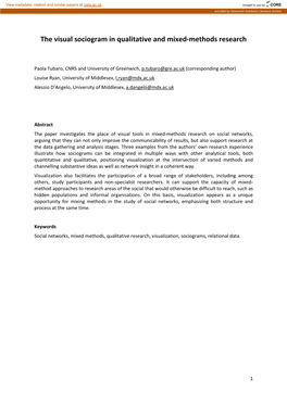 The Visual Sociogram in Qualitative and Mixed-Methods Research