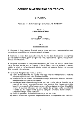 Comune Di Appignano Del Tronto Statuto