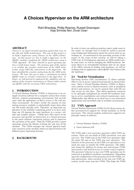 A Choices Hypervisor on the ARM Architecture