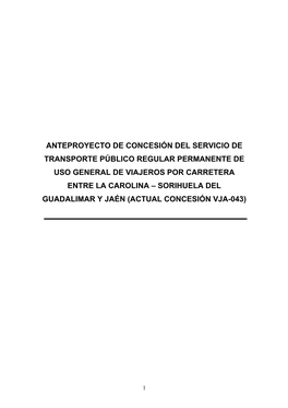 Anteproyecto De Concesión Del Servicio De Transporte