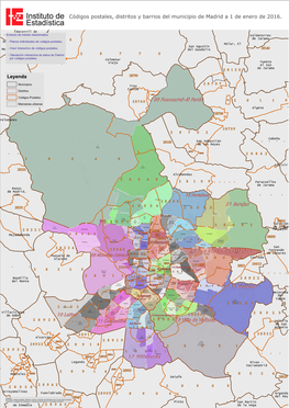 Mapa De Códigos Postales, Distritos Y Barrios De Madrid 2016