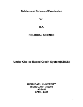 Under Choice Based Credit System(CBCS)