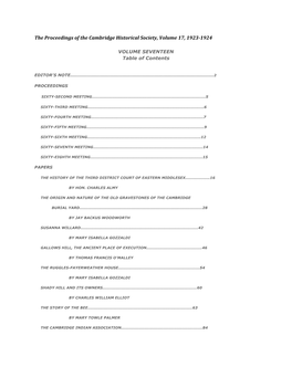 The Proceedings of the Cambridge Historical Society, Volume 17, 1923-1924