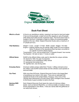 Duck Fact Sheet