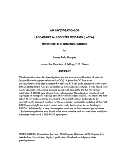 An Investigation of Laccase-Like Multicopper