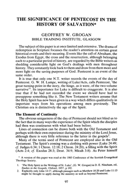 [1925-2011], "The Significance of Pentecost in the History of Salvation,"