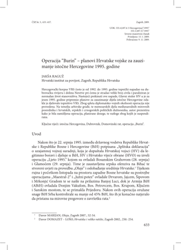 Operacija “Burin” – Planovi Hrvatske Vojske Za Zauzi- Manje Istočne Hercegovine 1995