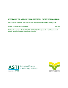 Assesment of Agricultural Research Capacities in Ghana