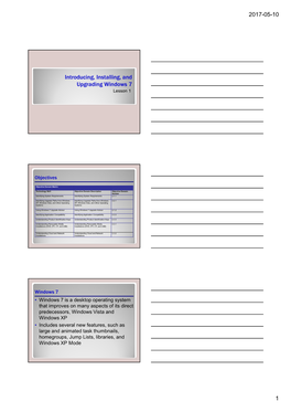Introducing, Installing, and Upgrading Windows 7 Lesson 1