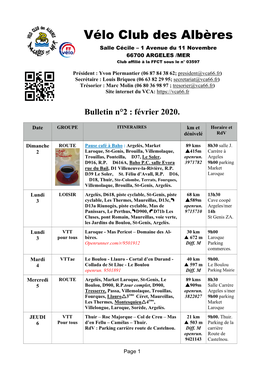 PARCOURS VCA Groupe LOISIR Février 2020