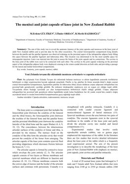The Menisci and Joint Capsule of Knee Joint in New Zealand Rabbit