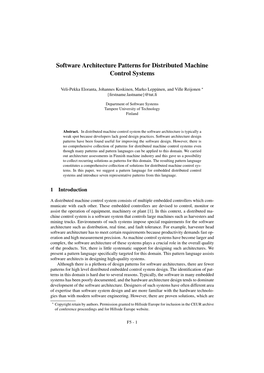 Software Architecture Patterns for Distributed Machine Control Systems