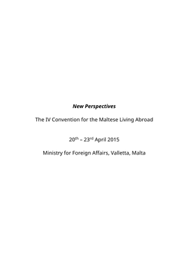 New Perspectives the IV Convention for the Maltese