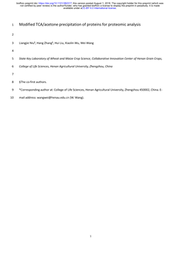 Modified TCA/Acetone Precipitation of Proteins for Proteomic Analysis