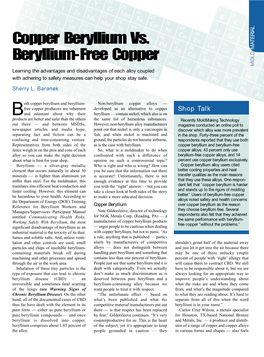 Copper Beryllium Vs. Beryllium-Free Copper