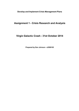 Virgin Galactic Crash ­ 31St October 2014