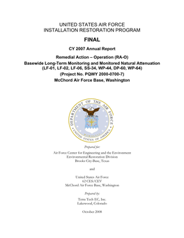 United States Air Force Installation Restoration Program Final