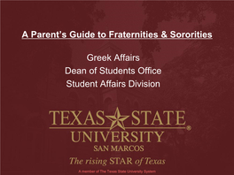 A Parents Guide to Fraternities & Sororities