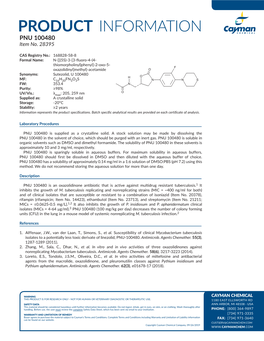 PRODUCT INFORMATION PNU 100480 Item No