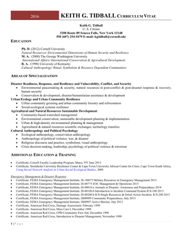 Keith G. Tidball Curriculum Vitae