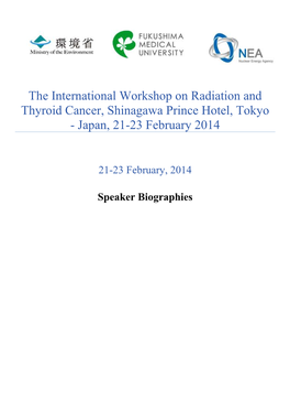 The International Workshop on Radiation and Thyroid Cancer, Shinagawa Prince Hotel, Tokyo - Japan, 21-23 February 2014