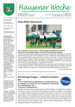 Nr. 38 Hausener Woche Vom 11.10.2019.Pdf