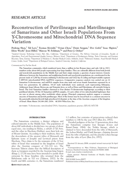 Shen 2004 Reconstruction of Patrilineages and Matrilineages of Samaritans and Other Israeli Populations.Hummut