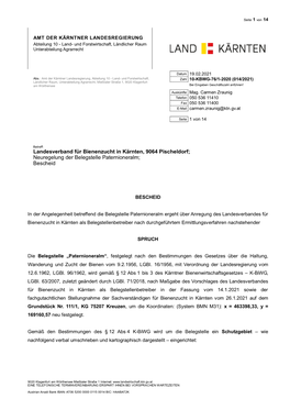 Neuregelung Der Belegstelle Paternioneralm; Bescheid