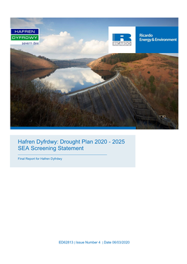 Drought Plan 2020 - 2025 SEA Screening Statement ______Final Report for Hafren Dyfrdwy