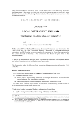 2013 No.**** LOCAL GOVERNMENT, ENGLAND the Hackney