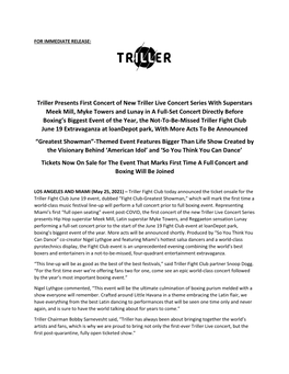 Triller Presents First Concert of New Triller Live Concert Series With